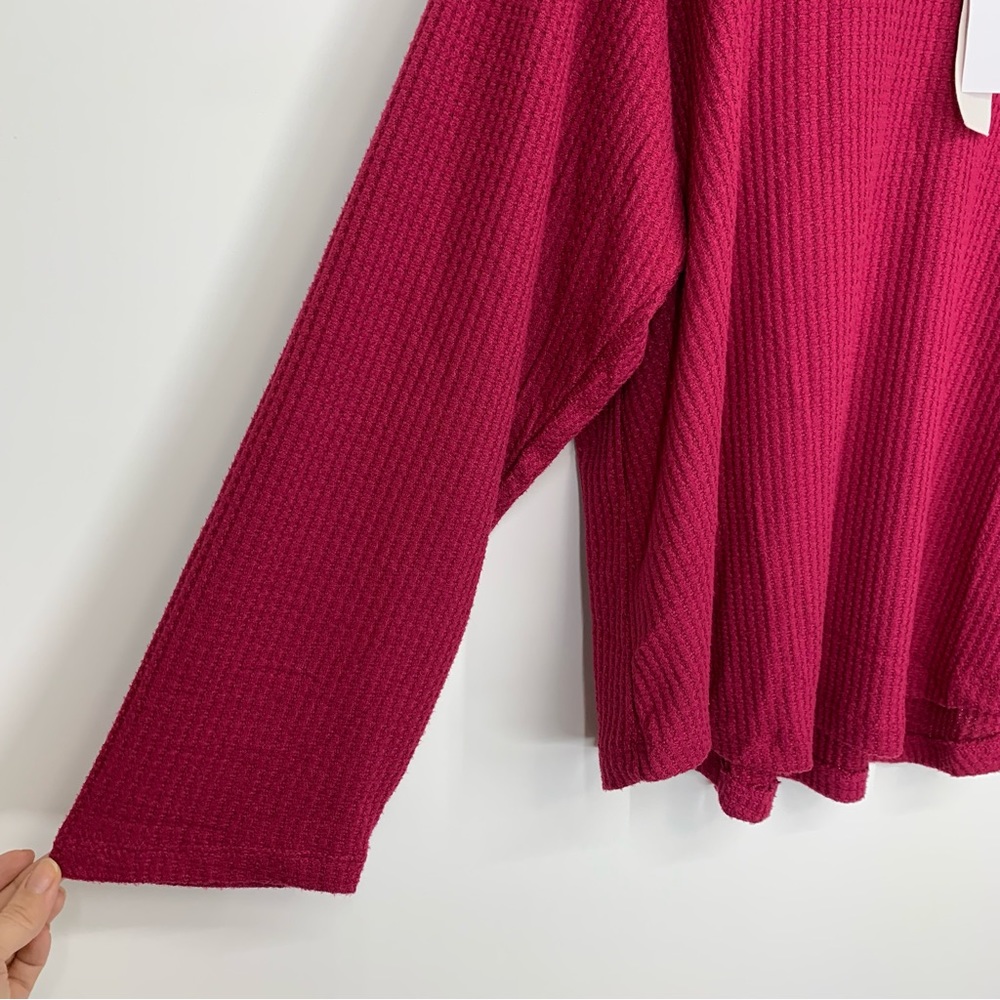 Workshop Republic Clothing Red Magenta Waffle Knit Sweater Soft Cozy & Stretchy - Picture 4 of 16
